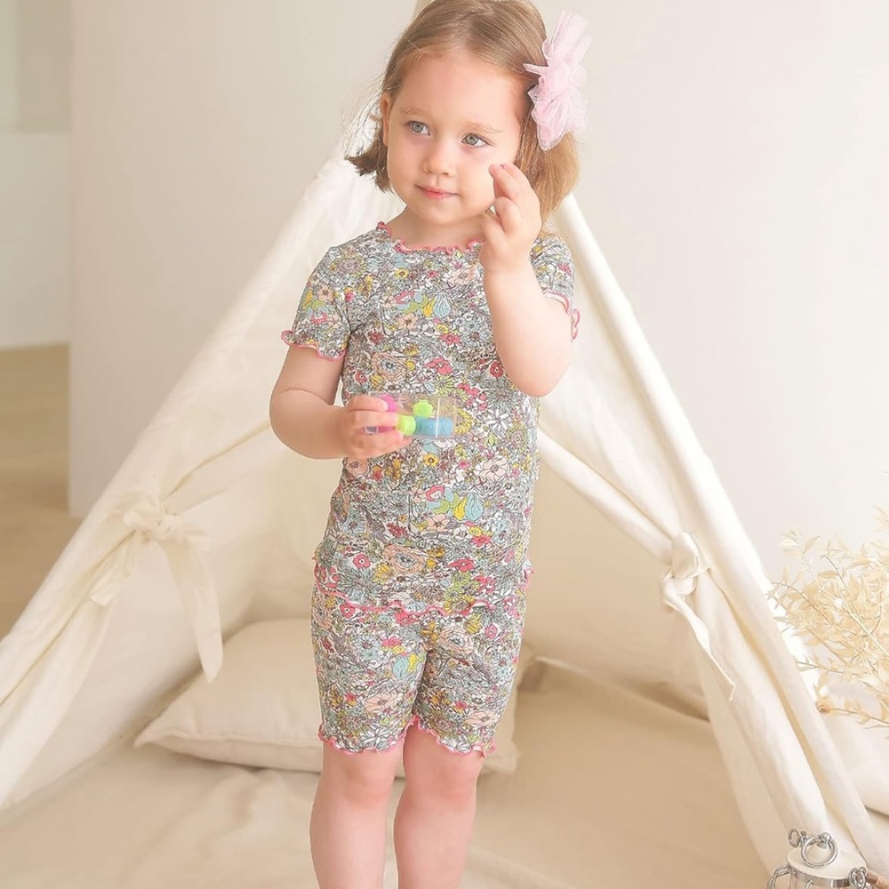 Vaenait Baby Toddler Girl Pajama Set Floral Shorts and Short Sleeve Top Sz 2T